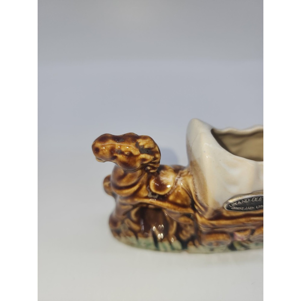 Vintage Grand Ole Opry Opryland USA Ceramic Covered Wagon Horse Souvenir Planter - Picture 9 of 10